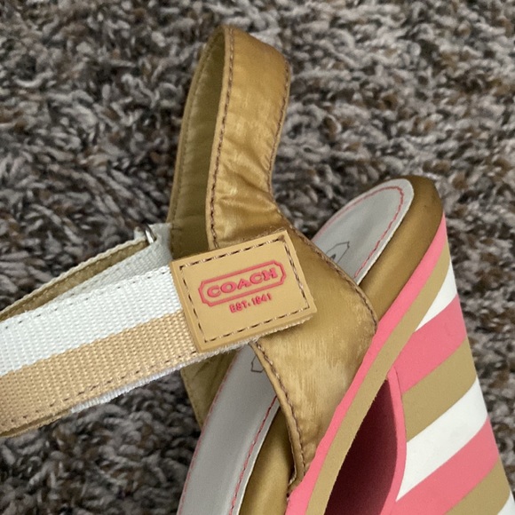COACH Mylar Stripe Wedge Sandal Platform Heels size 8 1/2 M - Picture 10 of 10